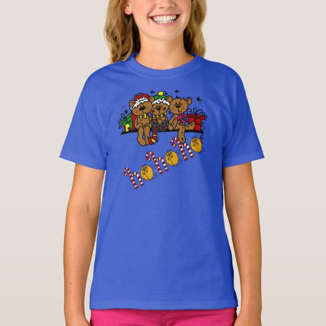 Ho Ho Ho Teddy Bears T-Shirt (Front)