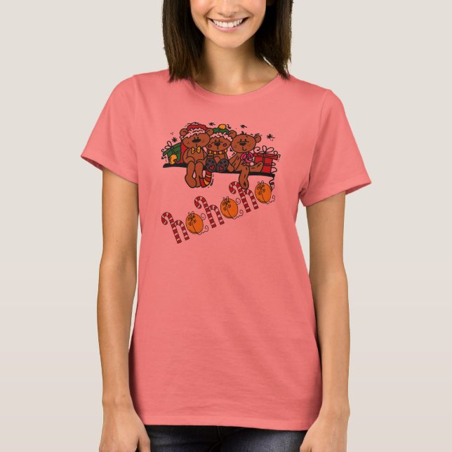 Ho Ho Ho Teddy Bears T-Shirt (Front)