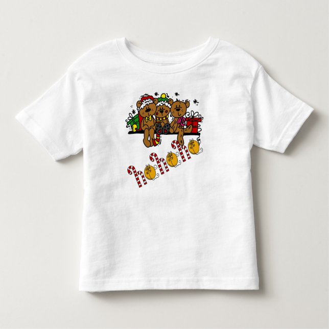 Ho Ho Ho Teddy Bears Toddler T-Shirt (Front)