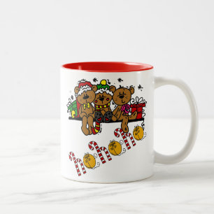 Ho Ho Ho Teddy Bears Two-Tone Coffee Mug