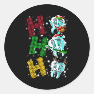 Ho Ho Ho Teeth Santa Claus Dentist Ugly Christmas  Classic Round Sticker