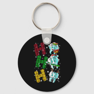 Ho Ho Ho Teeth Santa Claus Dentist Ugly Christmas Key Ring
