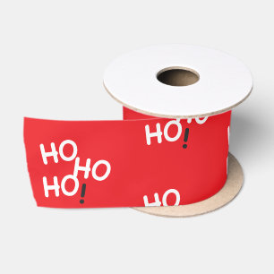 Ho Ho Ho! Text Red Ribbon Satin Ribbon