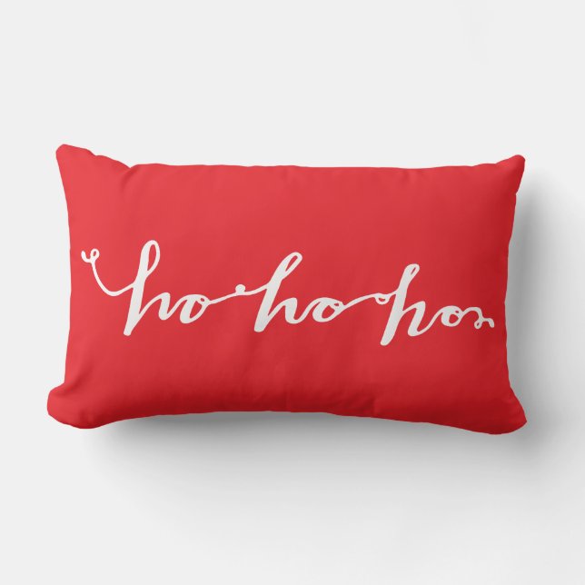 Ho Ho Ho Typography Christmas Lumbar Cushion (Front)