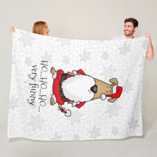 HO HO HO Very Funny Santa Costume Angry Dog Cute Fleece Blanket