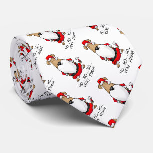HO HO HO Very Funny Santa Costume Angry Dog Cute Tie
