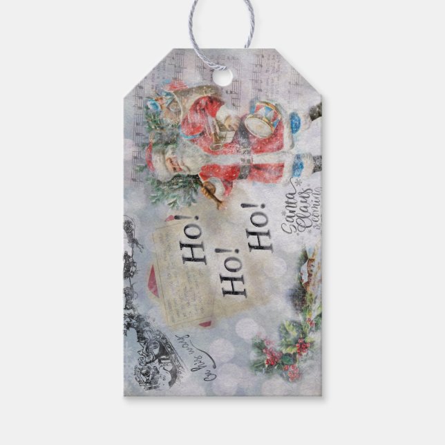 "Ho Ho Ho" Vintage Santa Gift Tag (Front)