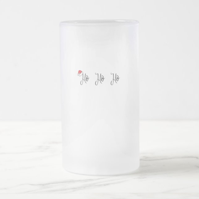 Ho Ho Ho wearing a red santa hat Frosted Glass Beer Mug (Center)