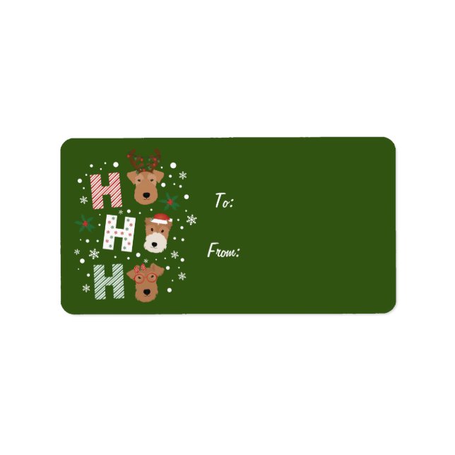 Ho Ho Ho Welsh Terrier Merry Christmas Label (Front)