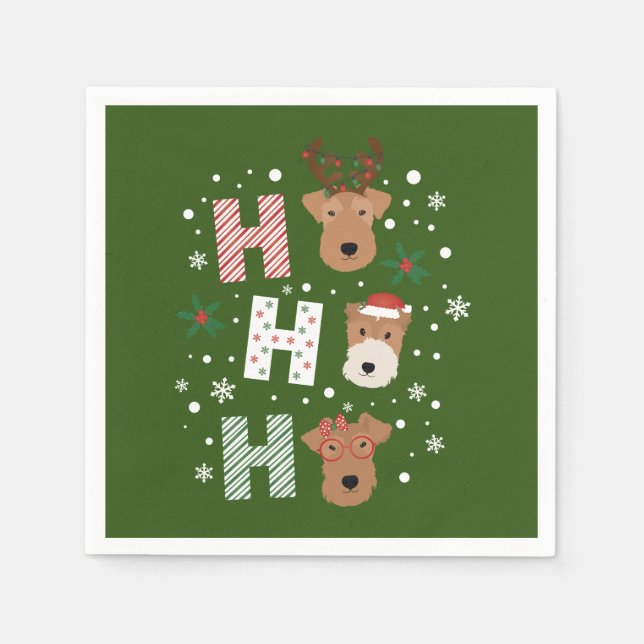 Ho Ho Ho Welsh Terrier Merry Christmas Napkin (Front)