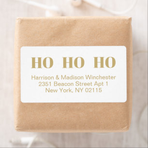 Ho Ho Ho white gold modern Christmas address