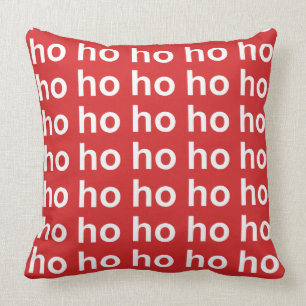 Ho-Ho-Ho White on Red Christmas Cushion