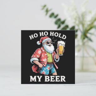Ho Ho Hold My Bear Santa Sunglasses Christmas Holiday Card