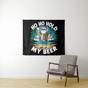 Ho Ho Hold My Beer Christmas in July Summer Santa  Tapestry