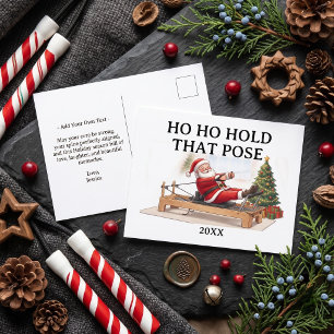Ho Ho Hold That Pose Funny Santa Pilates Christmas Holiday Postcard
