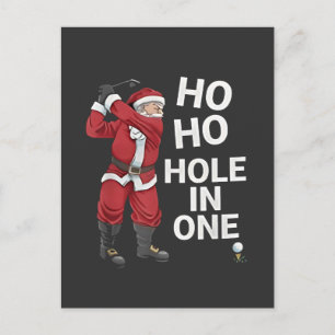 Ho Ho Hole in One Funny Golfing Xmas Christmas  Announcement Postcard