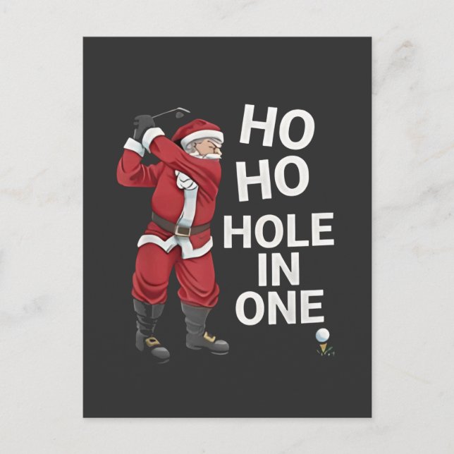 Ho Ho Hole in One Funny Golfing Xmas Christmas  Invitation Postcard (Front)