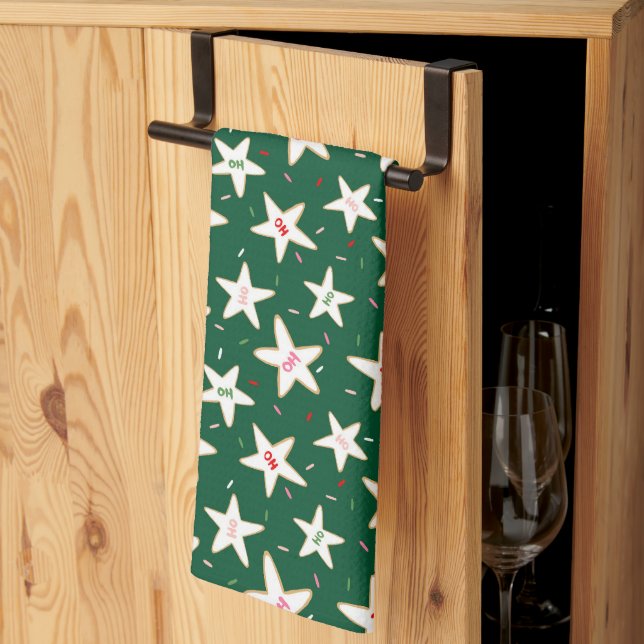 Ho Ho Holiday Cookie Pattern  Tea Towel (Thirds Fold)