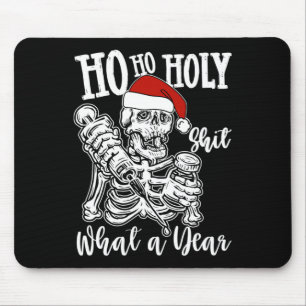 Ho Ho Holy Christmas Funny Skeleton Dancing Skull  Mouse Pad