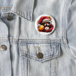 Ho-Ho-Home Run Raccoon Pin Button
