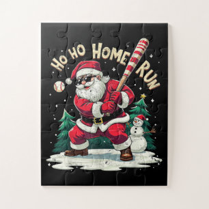 Ho Ho Home Run Vintage Santa Playing Baseball Jigsaw Puzzle
