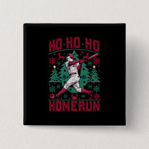 Ho Ho Homerun Baseball Ugly Christmas Sweater 15 Cm Square Badge
