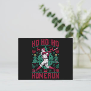 Ho Ho Homerun Baseball Ugly Christmas Sweater  Holiday Postcard