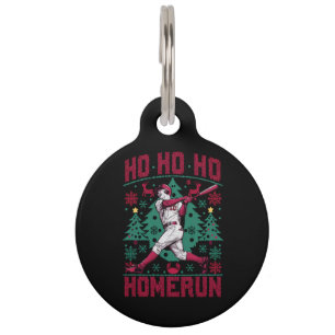 Ho Ho Homerun Baseball Ugly Christmas Sweater Pet Tag