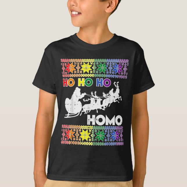 Ho Ho Homo Gay Ugly Xmas Sweater Funny Lgbt Christ (Front)