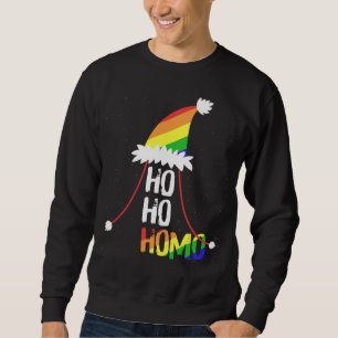 Ho Ho Homo Girls Santa Hat Christmas LGBT Pride Fl Sweatshirt