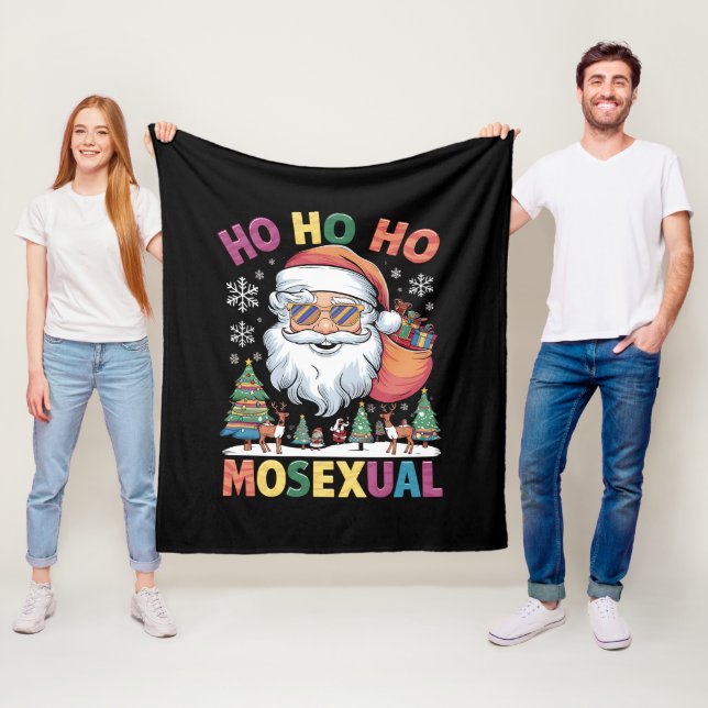 Ho Ho Homosexual Christmas Santa Holiday Gay Pride Fleece Blanket (In Situ)