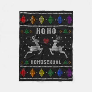 Ho Ho Homoual Gay Xmas Pride Ugly Christmas Sweate Fleece Blanket