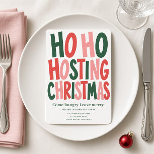 Ho Ho Hosting Christmas Colourful Dinner Party Invitation