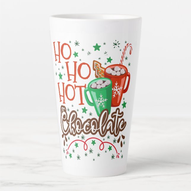 HO HO HOT Chocolate – Sweet & Festive Holiday Fun Latte Mug (Front)