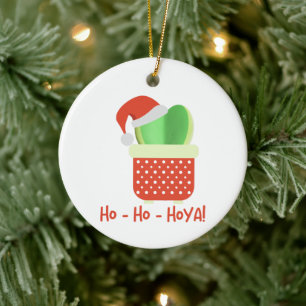 Ho-Ho-Hoya Cute Christmas Santa Hoya Plant  Ceramic Tree Decoration