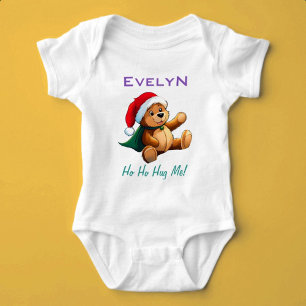 Ho Ho Hug Me Custom Name Baby Bodysuit