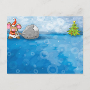 ho ho merry christmas mouse holiday postcard