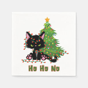 HO HO NO Christmas Cat Napkin