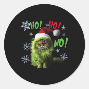 Ho Ho No - Funny D Cat Christmas Classic Round Sticker