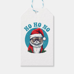 Ho ho no - funny grumpy santa cat gift tags