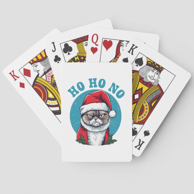 Ho ho no - funny grumpy santa cat playing cards (Back)