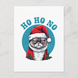 Ho ho no - funny grumpy santa cat postcard