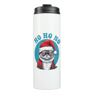 Ho ho no - funny grumpy santa cat thermal tumbler