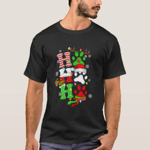 Ho Ho Santa Claus Hat Reindeer Dog Paw Funny Pajam T-Shirt