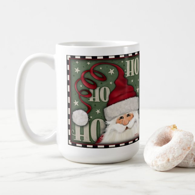 Ho Ho Santa Whimsical Cute Coffee Mug (With Donut)