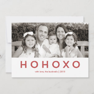 HO HO XO Red Text Christmas Photo Card