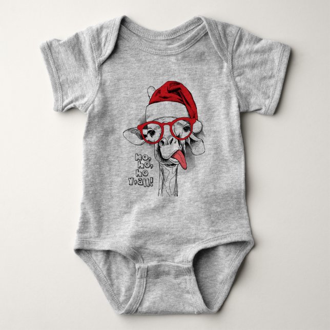 Ho Ho Y’all Giraffe Baby Bodysuit (Front)