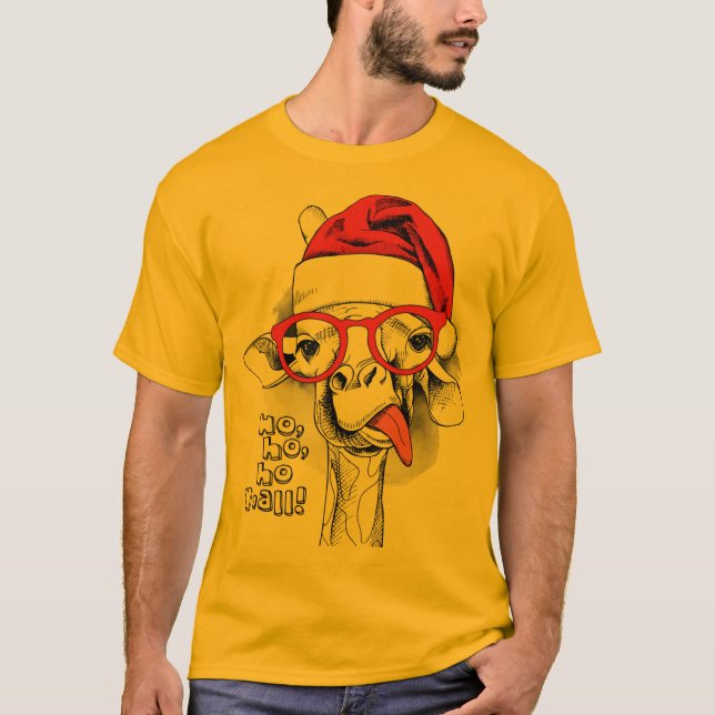 Ho Ho Y’all Giraffe Men  T-Shirt (Front)