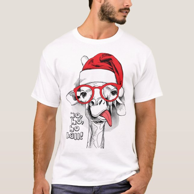 Ho Ho Y’all Giraffe Men  T-Shirt (Front)