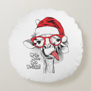 Ho Ho Y’all Giraffe  Round Cushion